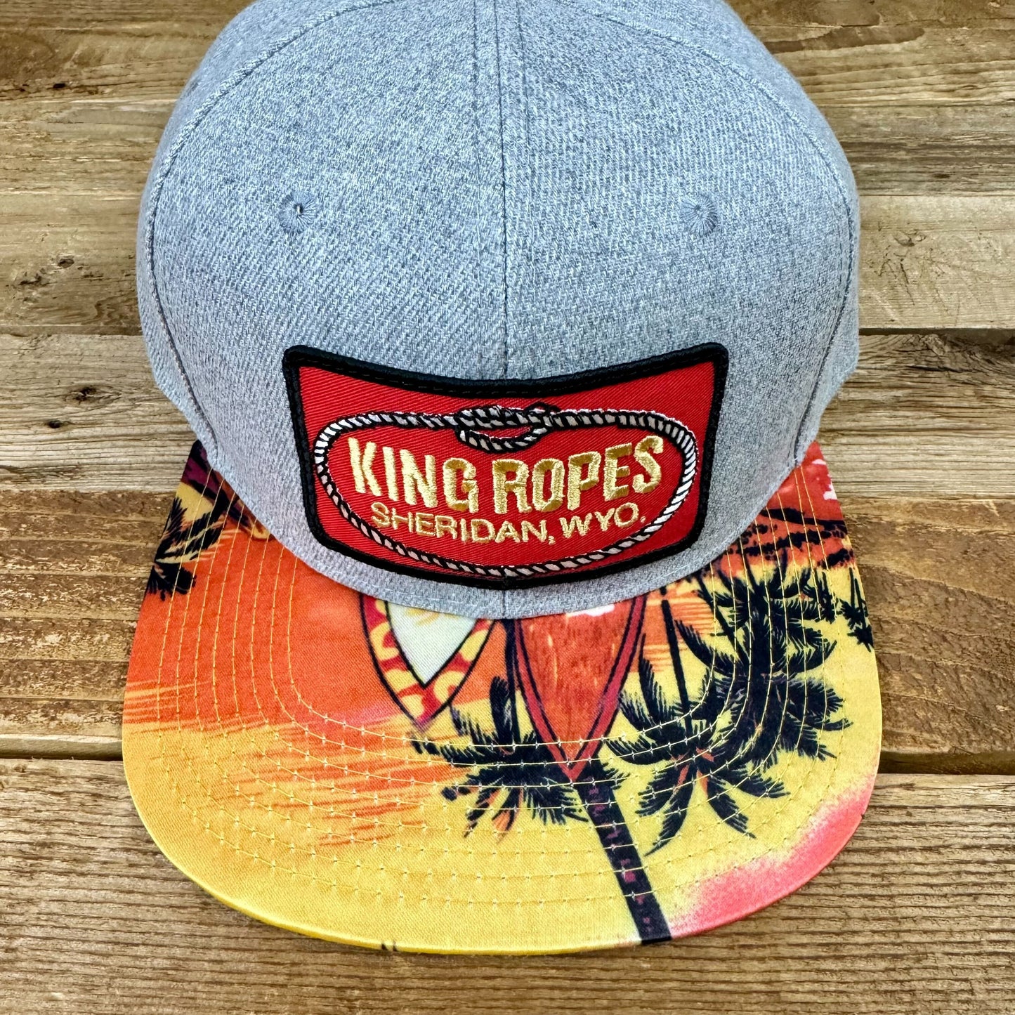 NEW! King Ropes Red Patch Hat - Beach/Lt Grey Denim
