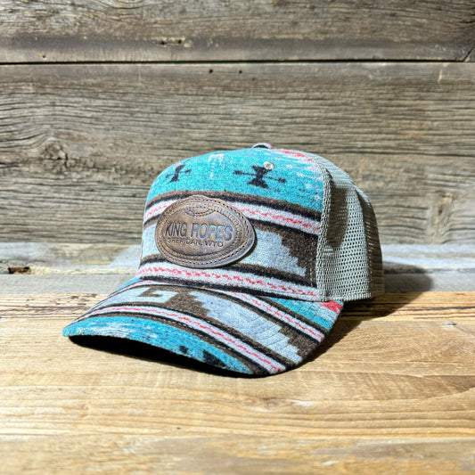 NEW! King Ropes Embossed Leather Patch 5 Panel Hat - Aztec