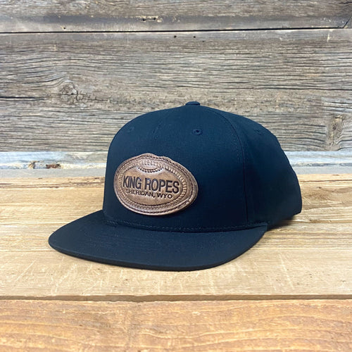 YOUTH King Ropes Embossed Leather Patch Twill Hat - Black