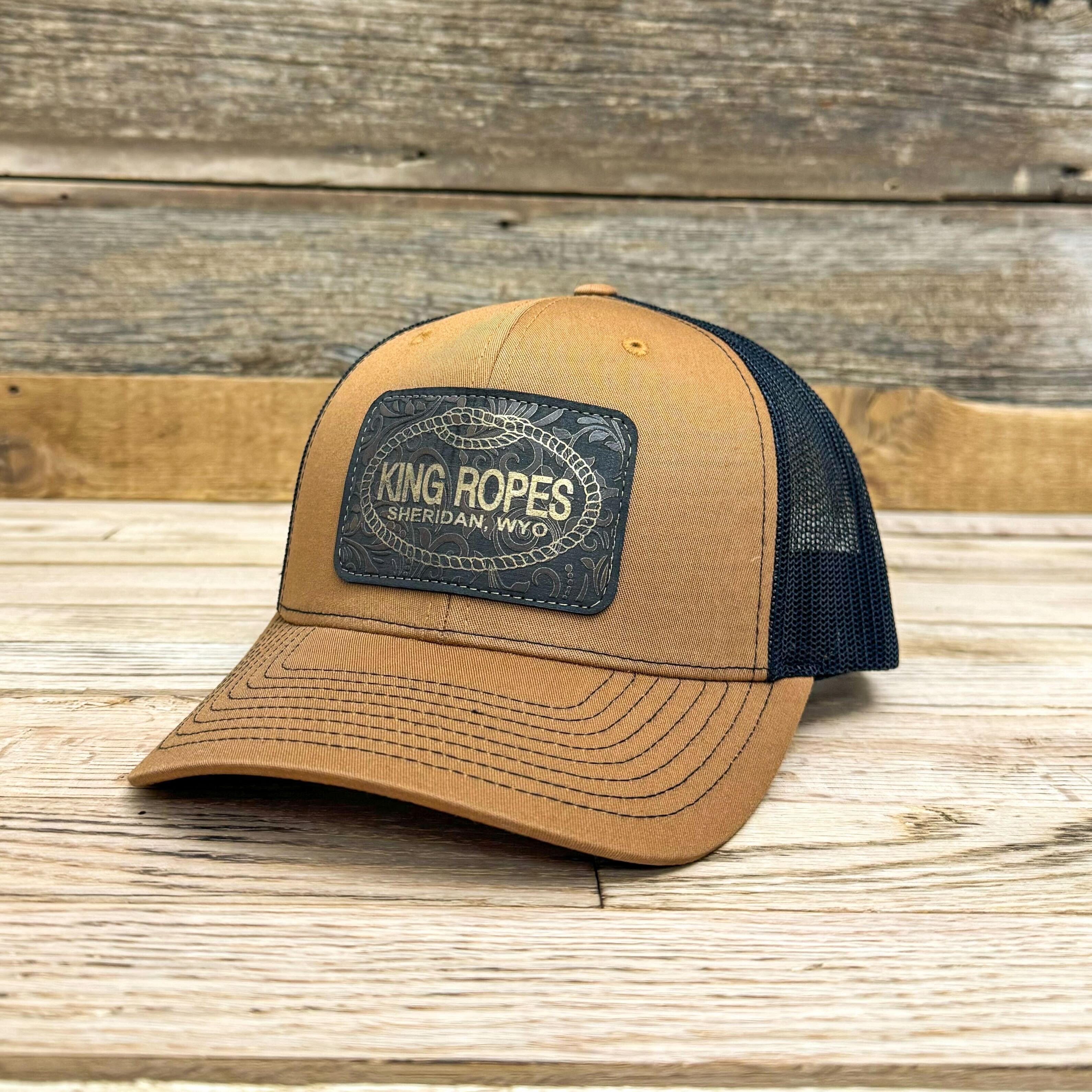 NEW! King Ropes Leatherette Patch Trucker Hat - Caramel/Black