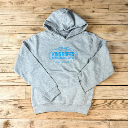NEW! YOUTH LT BLUE KING ROPES HOODIE - GREY HEATHER