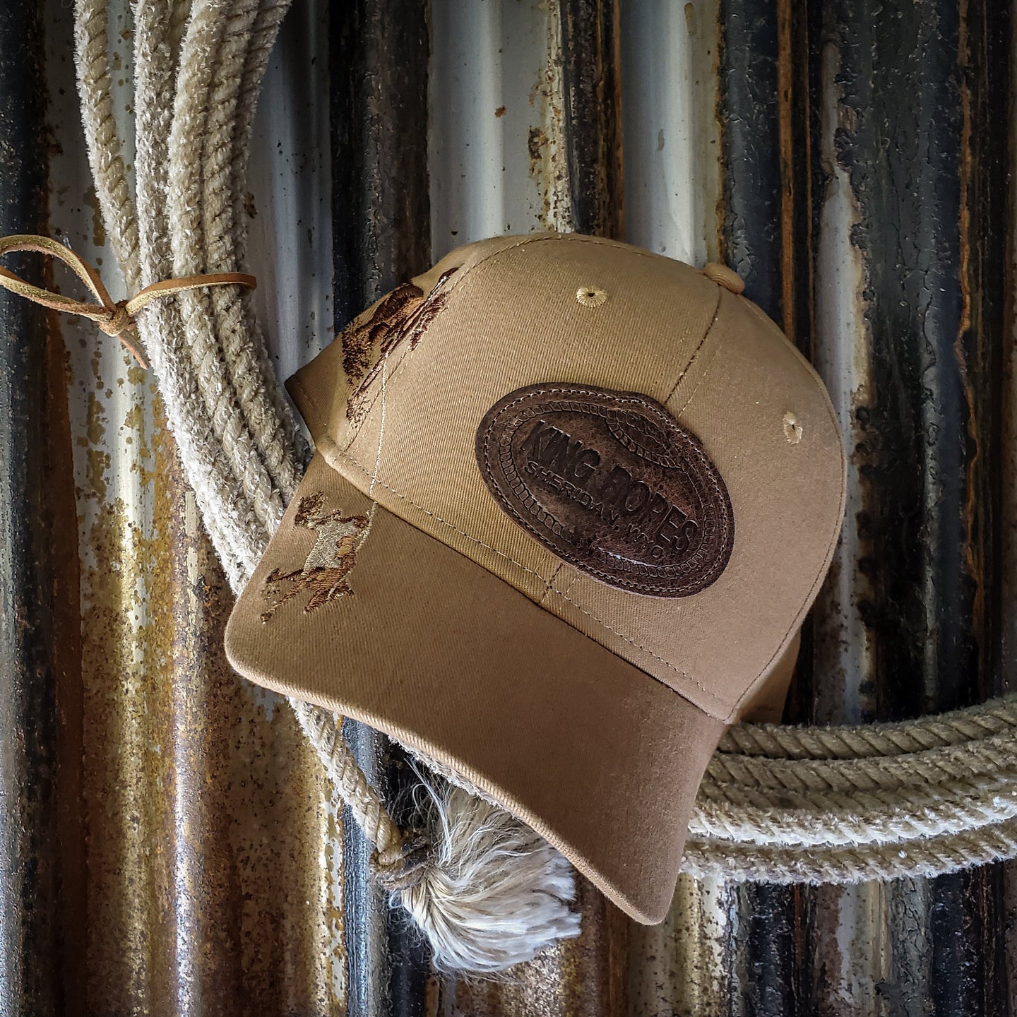 King Ropes Embossed Leather Patch Team Roper Trucker Hat - Dri Duck