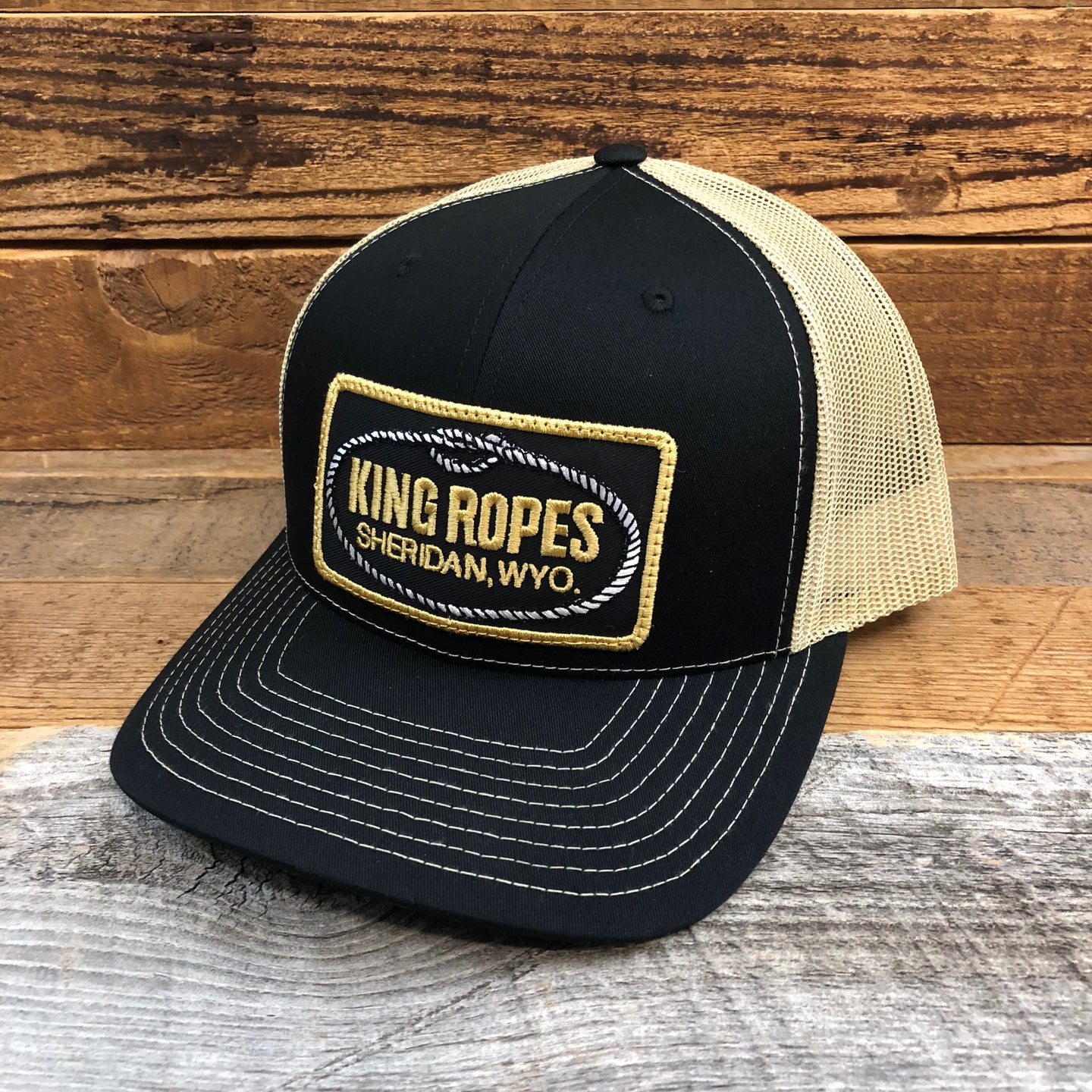 King Ropes Patch Trucker Hat - Black/Vegas Gold