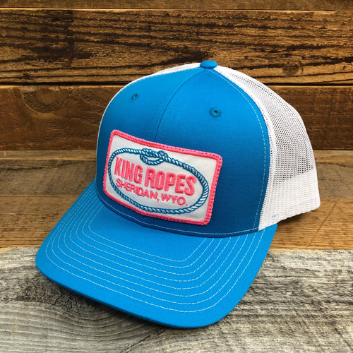 King Ropes Patch Trucker Hat - Cyan/White