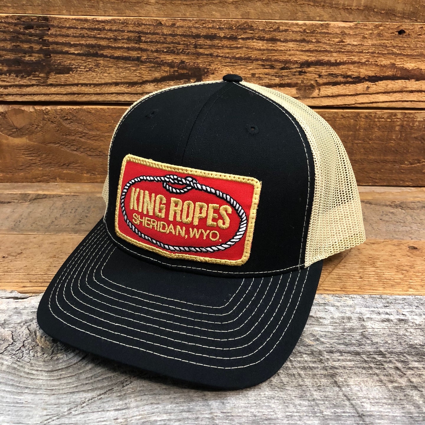 King Ropes Patch Trucker Hat - Black/Vegas Gold