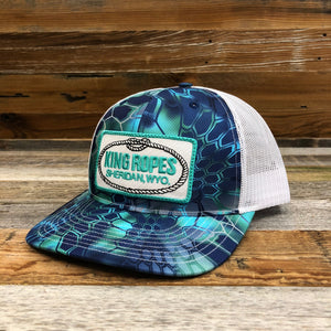 King Ropes Patch Trucker Hat - Kryptek Blue/White