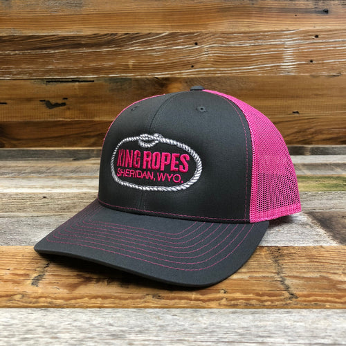 King Ropes Original Trucker Hat - Charcoal/Pink