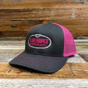 King Ropes Original Trucker Hat - Charcoal/Pink