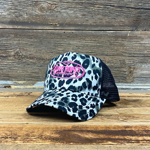 King Ropes Original Trucker Hat // Silver Leopard + Pink
