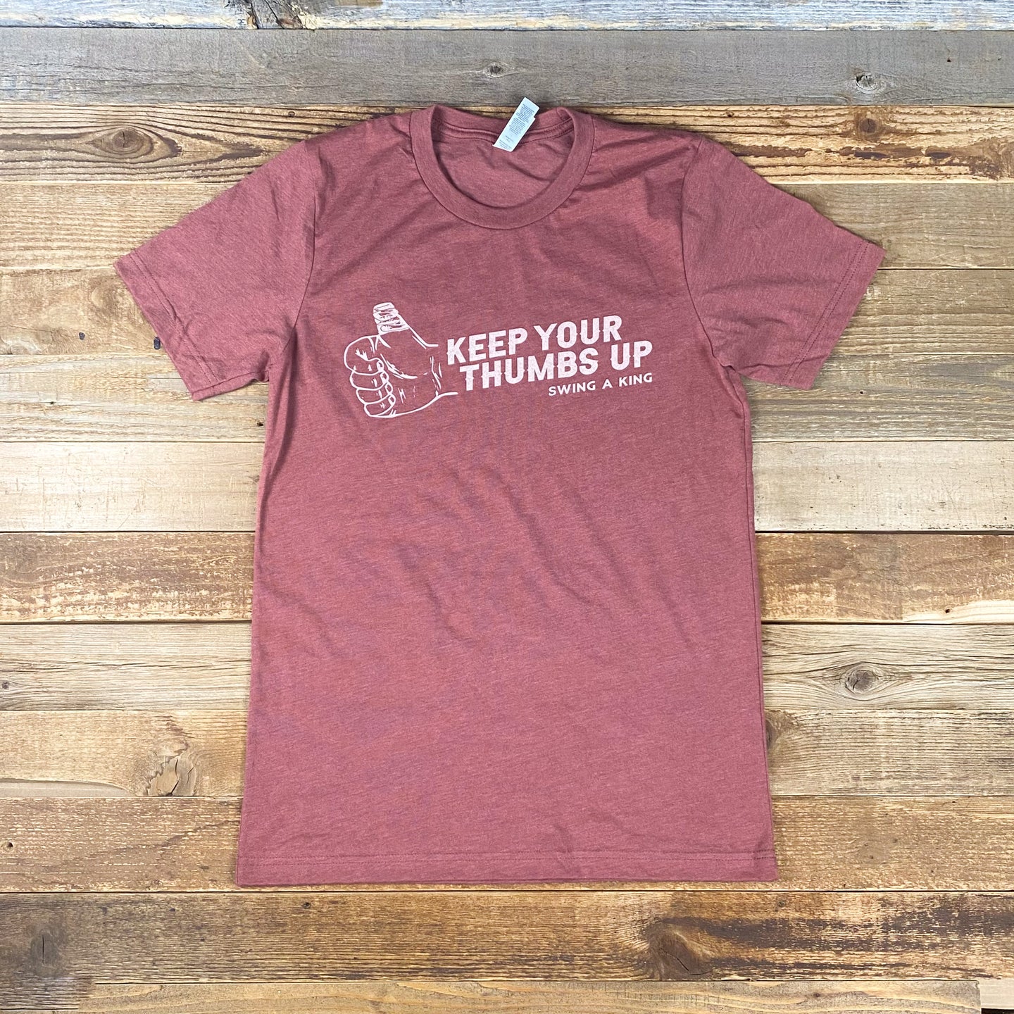 KEEP YOUR THUMBS UP TEE - HEATHER CLAY