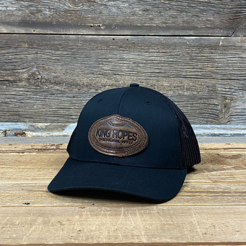 YOUTH King Ropes Leather Patch Trucker Hat - Black