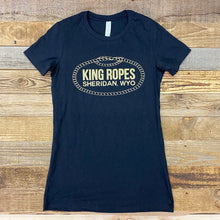 Load image into Gallery viewer, Women&#39;s Metallic Gold King Ropes Tee - Black