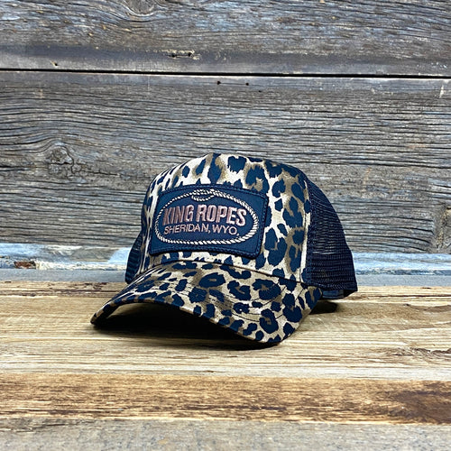 King Ropes Patch Trucker Hat - LEOPARD/BLACK