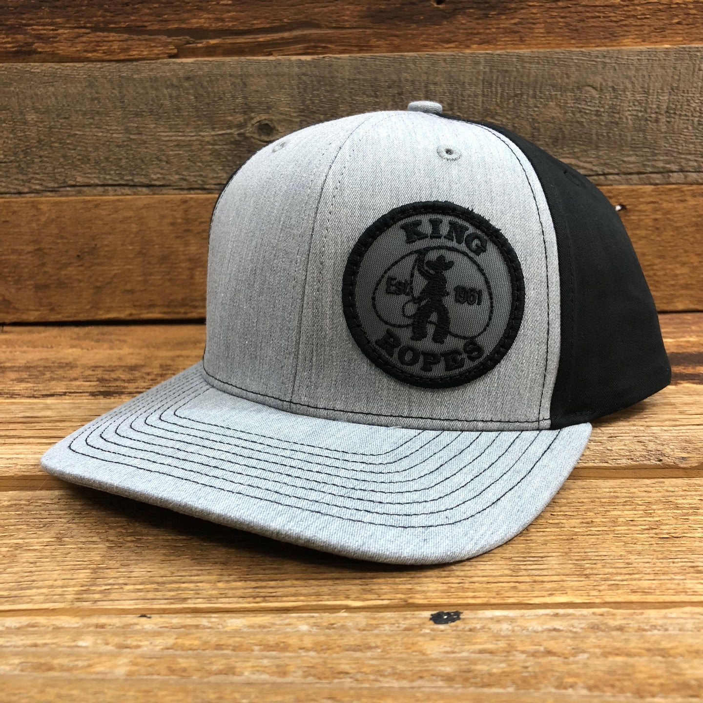 KING ROPER Patch Twill Hat - Heather Grey/Black